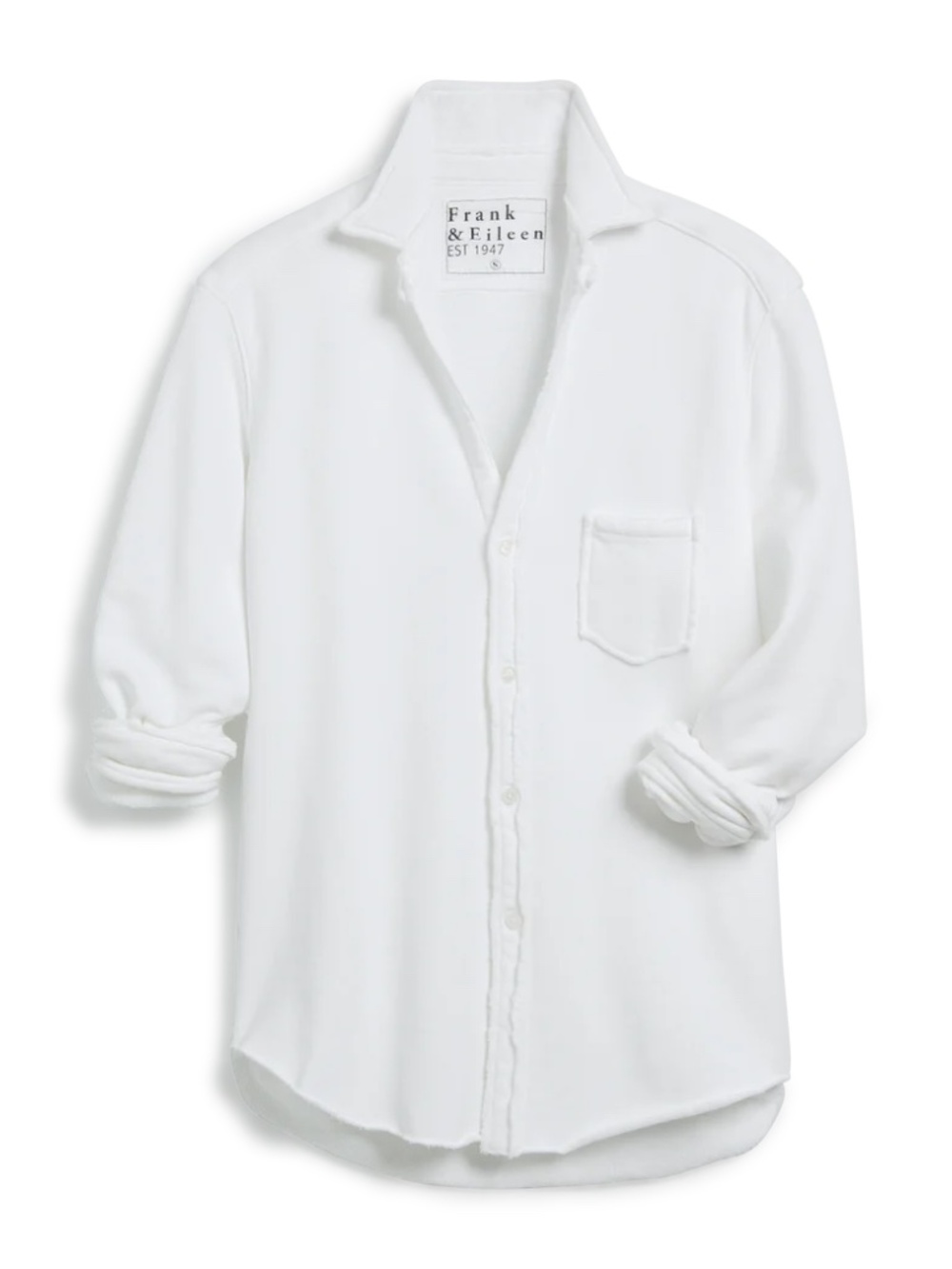 Frank & Eileen Eileen Relaxed Button Up Shirt in White Tripple FLeece Size XS - Picture 4 of 12